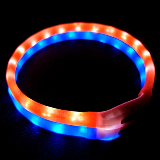 Ошейник светящийся светодиодный для собак с USB зарядкой 50 см синий