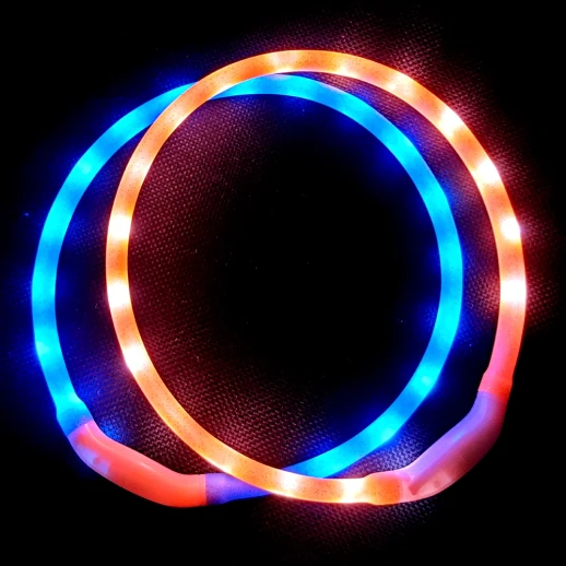 Ошейник светящийся светодиодный для собак с USB зарядкой 50 см синий