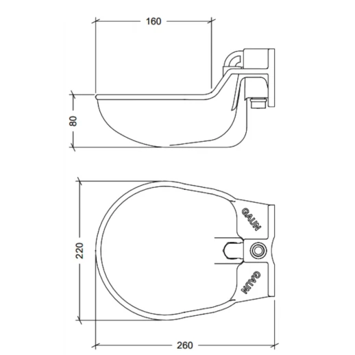 Поилка чашечная Gaun автоматическая для лошадей и КРС пластик