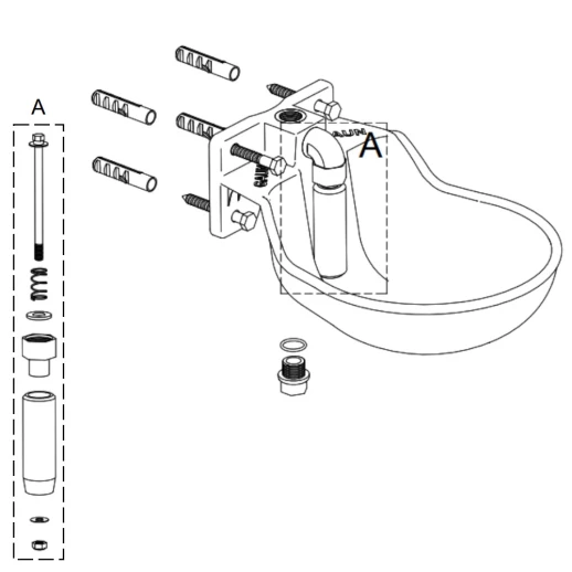 Поилка чашечная Gaun автоматическая для лошадей и КРС пластик