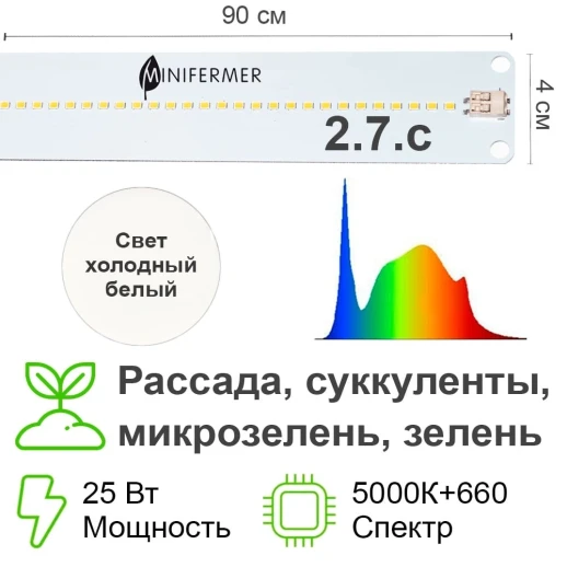 Модуль 2.7.с Биколор комфорт - Рассада, Микрозелень.Белый свет.
