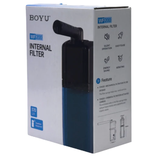Фильтр внутренний Boyu WF200 для аквариума до 40 л многоступенчатый с аэрацией и регулятором 370 л/час