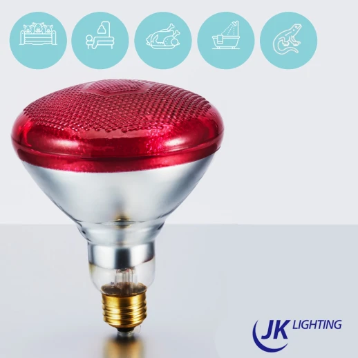 Лампа инфракрасная JK Lighting 100 Вт E27 PAR38 прессованное стекло красная
