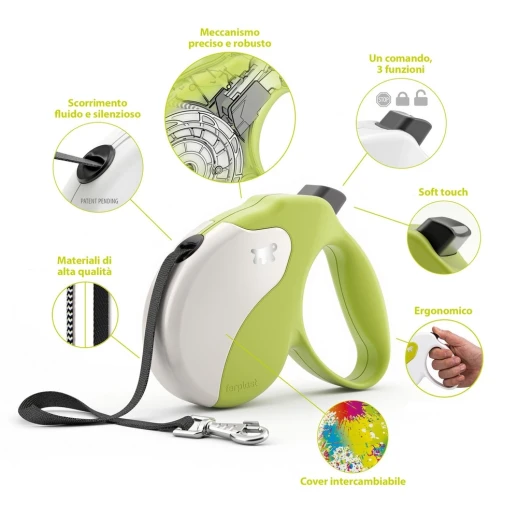 Рулетка Ferplast AMIGO MINI лента со сменной крышкой корпуса бело-зеленая