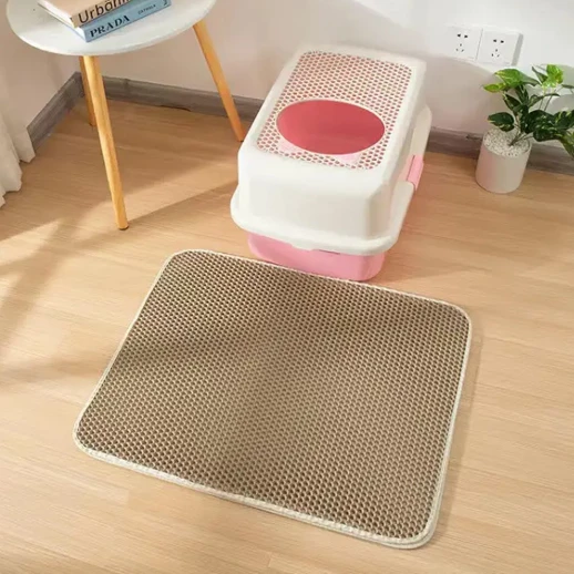 Двухслойный коврик под лоток 45х60 см для кошачьего туалета бежевый