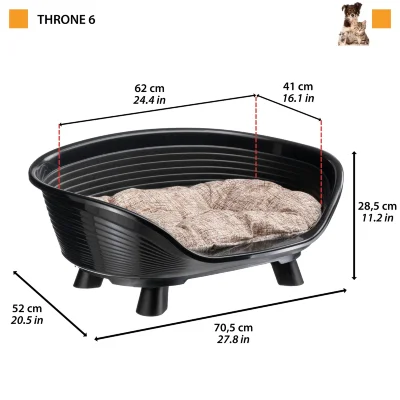 Лежак Ferplast THRONE 6 с подушкой черный