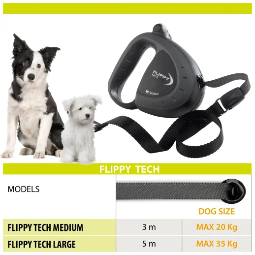 Поводок-рулетка Ferplast FLIPPY TECH MEDIUM фиалковый - лента 3 м 25 кг