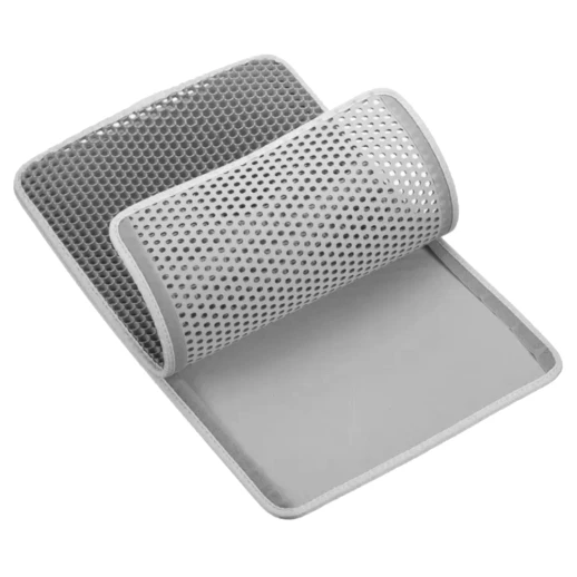 Двухслойный коврик под лоток 45х60 см для кошачьего туалета серый