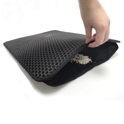 Двухслойный коврик под лоток 45х60 см для кошачьего туалета серый