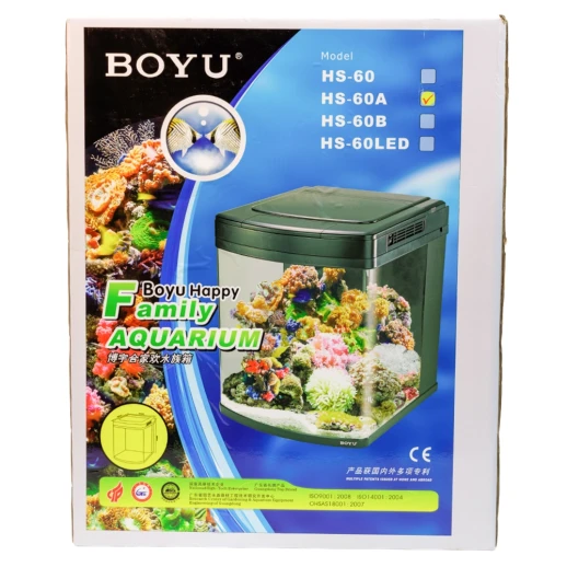 Аквариум Boyu Happy Family HS-60A панорамный, 128 л, с фильтром, УФ-стерилизатором, освещением и нагревателем, черный
