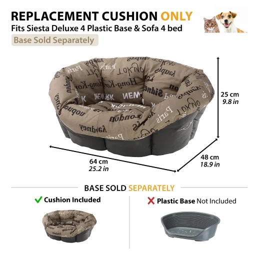 Ferplast SOFA CUSHION 4: размеры и комплектность — только подушка, пластиковое основание отдельно.