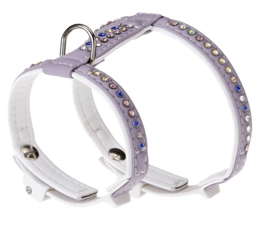 Шлейка Ferplast LUX M экокожа со стразами сиренево-белая