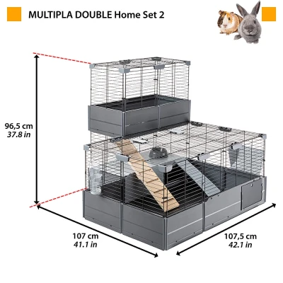 Двухэтажная модульная клетка для кроликов и морских свинок Ferplast MULTIPLA DOUBLE