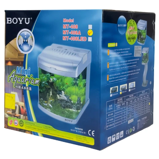 Аквариум Boyu Mini MT-408A, 32 л, с фильтром, 1 LED лампа, серый