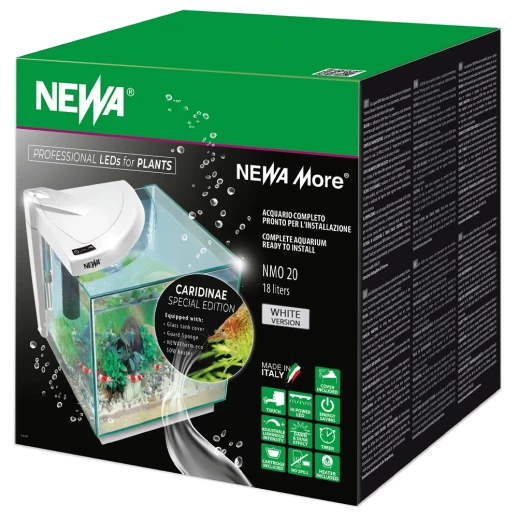 Креветочник Newa More Сaridinae NMO 20 W CRNE Daylight LED 18 л с крышкой, фильтром, нагревателем, освещением рассвет-закат, белый NEW VERSION