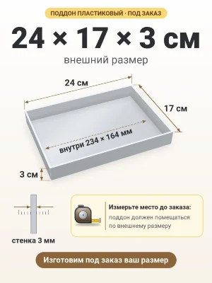 Поддон 24х17х3 см пластиковый из полипропилена, под заказ