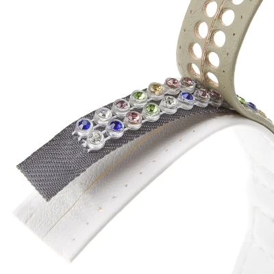 Ошейник Ferplast LUX C15/28 эко-кожа со стразами микрорегулировка бело-серый