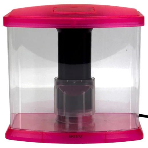 Аквариум Boyu DY-3A Desktop панорамный 3,6 л, настольный с фильтром и светильником, красный