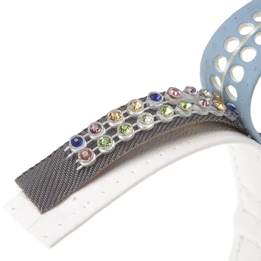 Ошейник Ferplast LUX C15/28 эко-кожа со стразами микрорегулировка бирюзово-белый