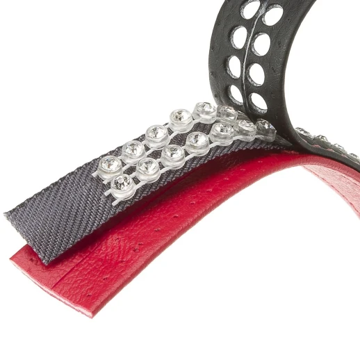 Ошейник Ferplast LUX C15/28 эко-кожа со стразами микрорегулировка чёрно-красный