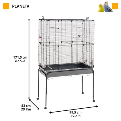 Клетка Ferplast PLANETA NERA GABBIA для мелких птиц с подставкой