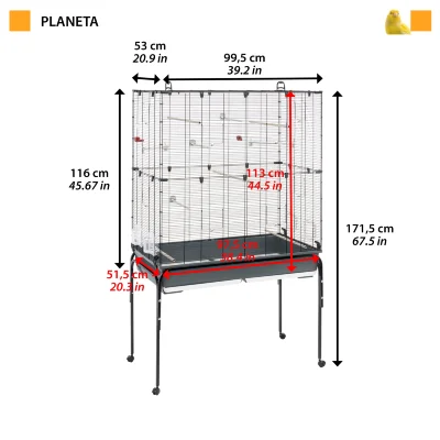 Клетка Ferplast PLANETA NERA GABBIA для мелких птиц с подставкой