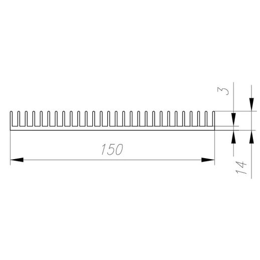 Профиль алюминиевый 150мм*14мм*2,5кг