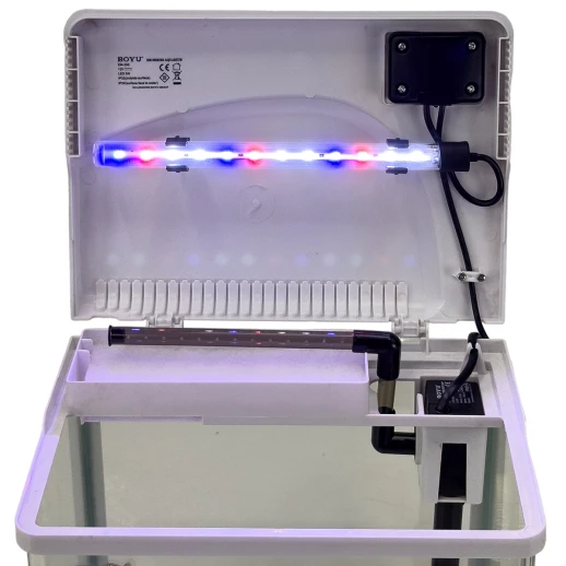 Аквариум Boyu EM-250 панорамный, 7,5 л, с фильтром и LED-лампой, белый