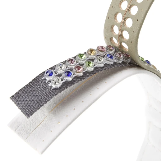 Ошейник Ferplast LUX C20/35 эко-кожа со стразами микрорегулировка бело-серый