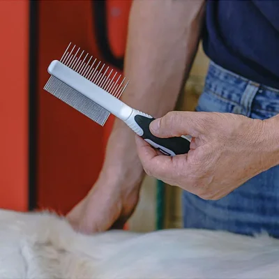 GRO Ferplast 5755 PREMIUM гребень с ручкой двухсторонний для кошек