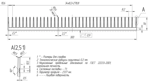 Профиль алюминиевый 300мм*30мм*8,9кг