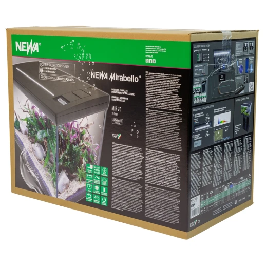 Аквариум Newa Mirabello MIR 70D Daylight LEDS, 70 л, с фильтром, нагревателем и освещением рассвет-закат, серый NEW VERSION