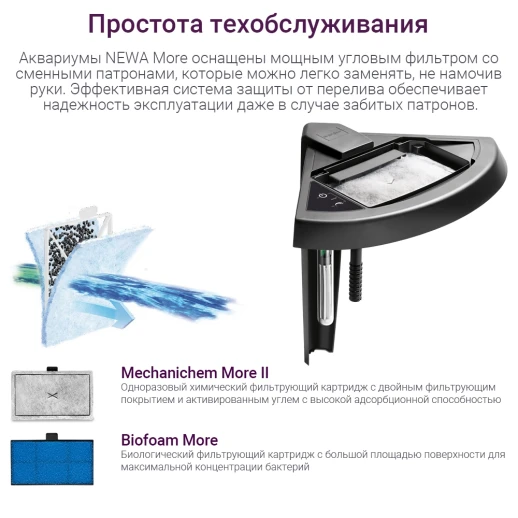 Аквариум Newa More NMO 50 Daylight LED 45 л с фильтром, нагревателем и освещением рассвет-закат, черный NEW VERSION
