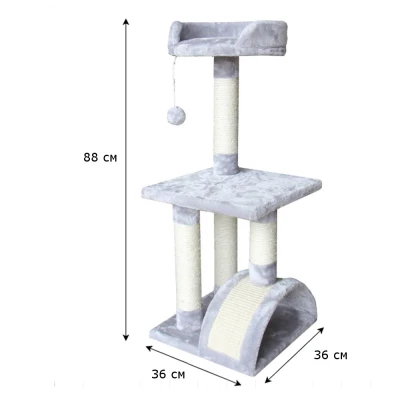 Когтеточка-комплекс Pet Choice 36х36х88 см светло-серый