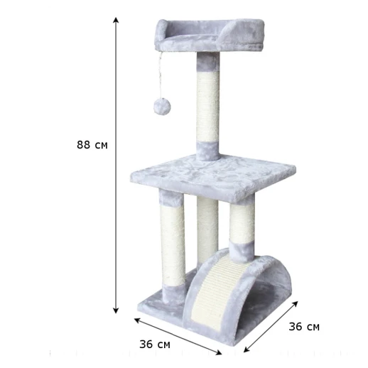 Когтеточка-комплекс Pet Choice 36х36х88 см светло-серый