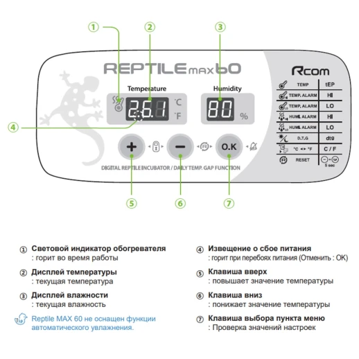 Инкубатор для яиц рептилий Rcom Reptile 60 MAX
