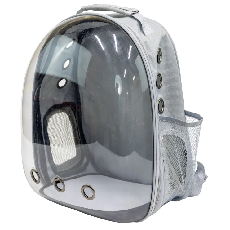 Рюкзак прозрачный Catidea для переноски кошек и собак светло-серый