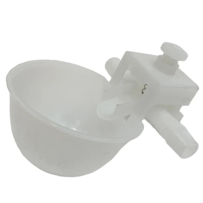 Поилка чашечная 9.5 мм с креплением на сетку и регулировкой уровня воды