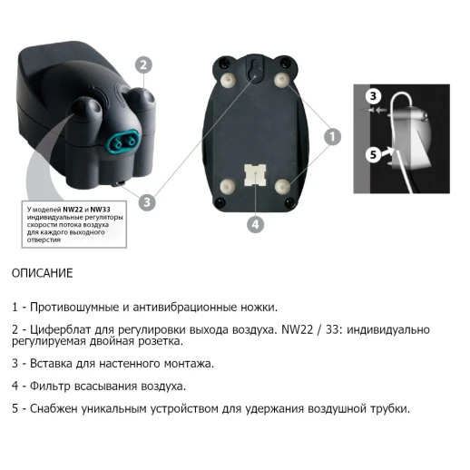 Компрессор аэратор для аквариума Newa Wind NWS на 5-30 л 80 л/ч