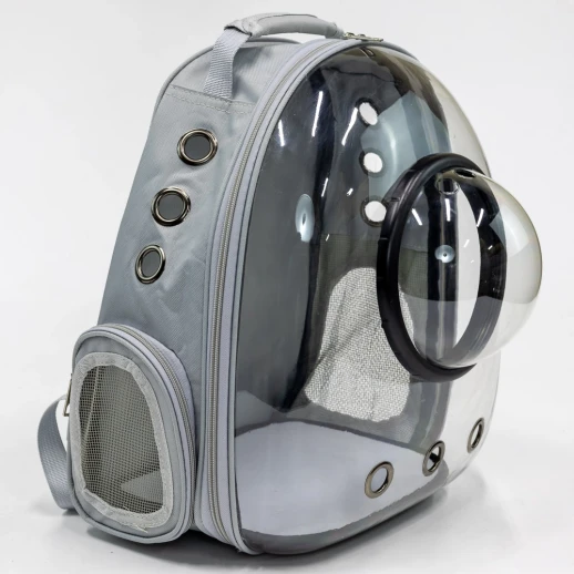 Рюкзак прозрачный Catidea с иллюминатором для переноски кошек и собак светло-серый
