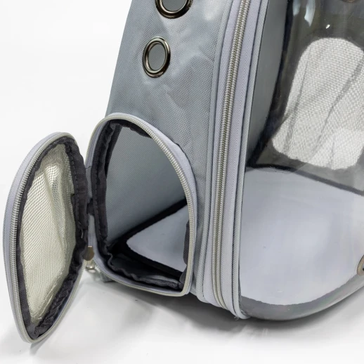 Рюкзак прозрачный Catidea с иллюминатором для переноски кошек и собак светло-серый