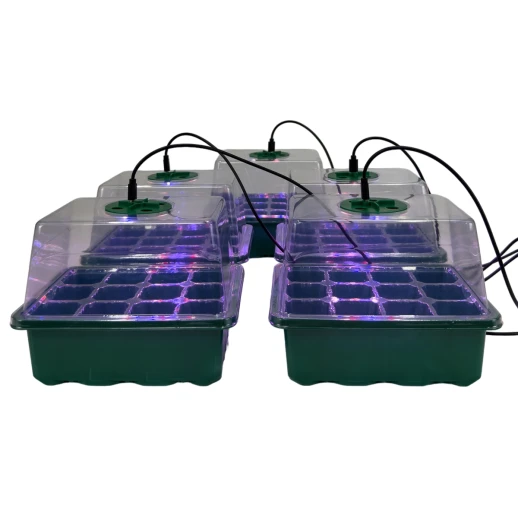 Мини парник с подсветкой HobbyFarm, 12 ячеек, для рассады, 5 шт.