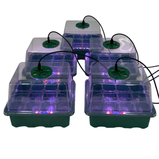 Мини парник с подсветкой HobbyFarm, 12 ячеек, для рассады, 5 шт.