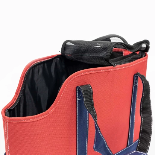 Сумка переноска Catidea с отверстием для головы для кошек и собак 44х20х27 см красный