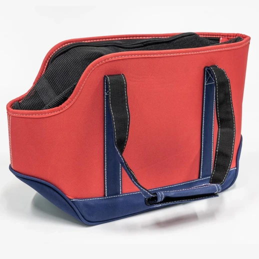 Сумка переноска Catidea с отверстием для головы для кошек и собак 44х20х27 см красный