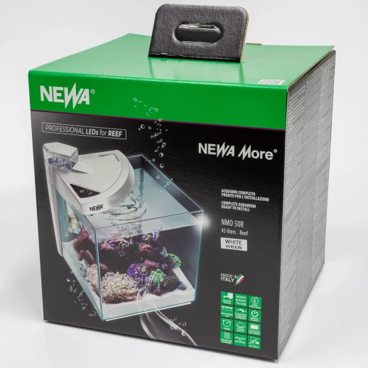 Аквариум Newa More reef NMO 50RW Daylight LED, 45 л, с фильтром, скиммером, нагревателем и освещением рассвет-закат, белый NEW VERSION