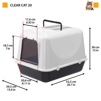Туалет Ferplast CLEAR CAT 20 закрытый для кошек с угольным фильтром