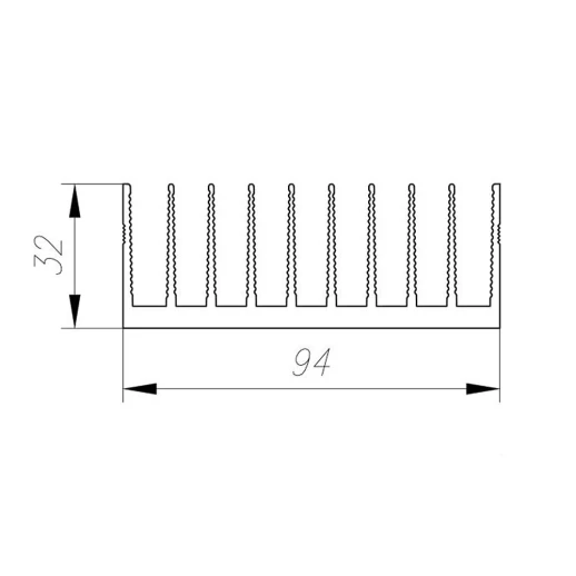 Профиль алюминиевый 94 мм * 32 мм * 2,4кг