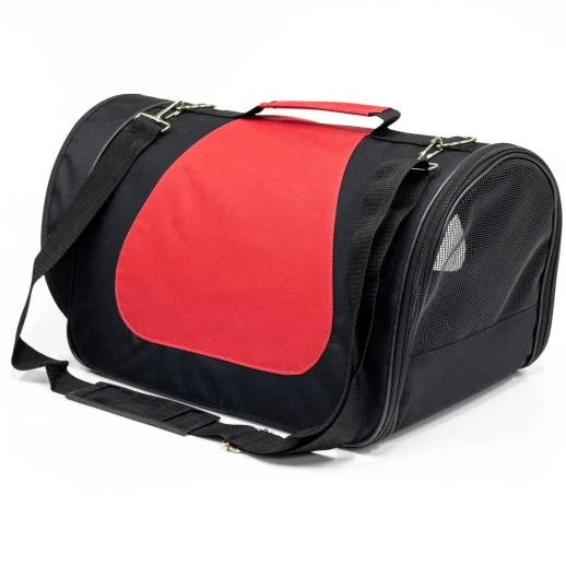 Сумка переноска Catidea складная для собак и кошек 40х23х24 см черный/красный