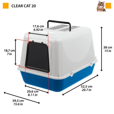 Туалет Ferplast CLEAR CAT 20 закрытый с угольным фильтром для кошек синий